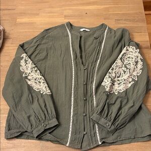 Zara Green Textured Blouse